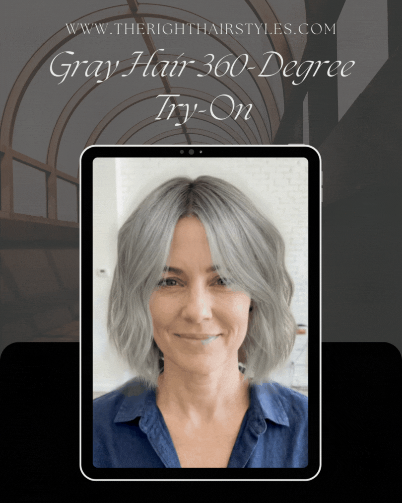 360-Degree Video Preview Showing Gray Hairstyle from Multiple Angles in AI Online Try-On
