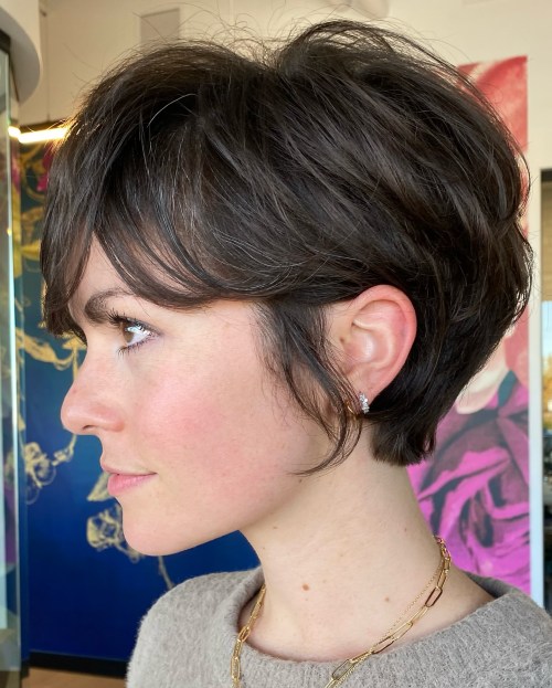 Tousled Choppy Pixie with Side Pieces