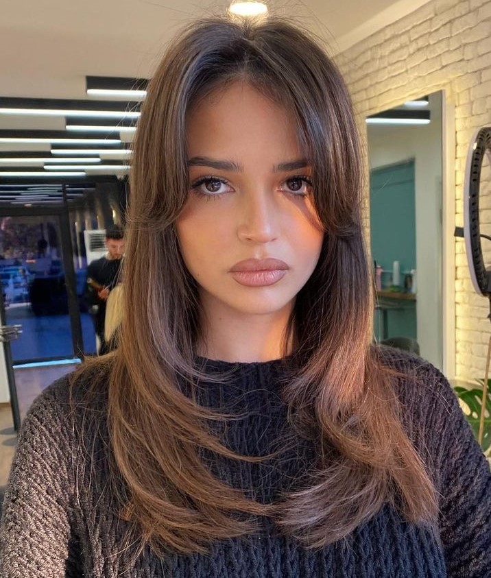 Ladder Layers and Blowout Soft Curtain Bangs