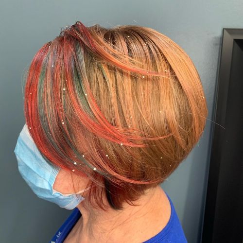 Chunky Glitters Across a Short Bob With Side Bangs
