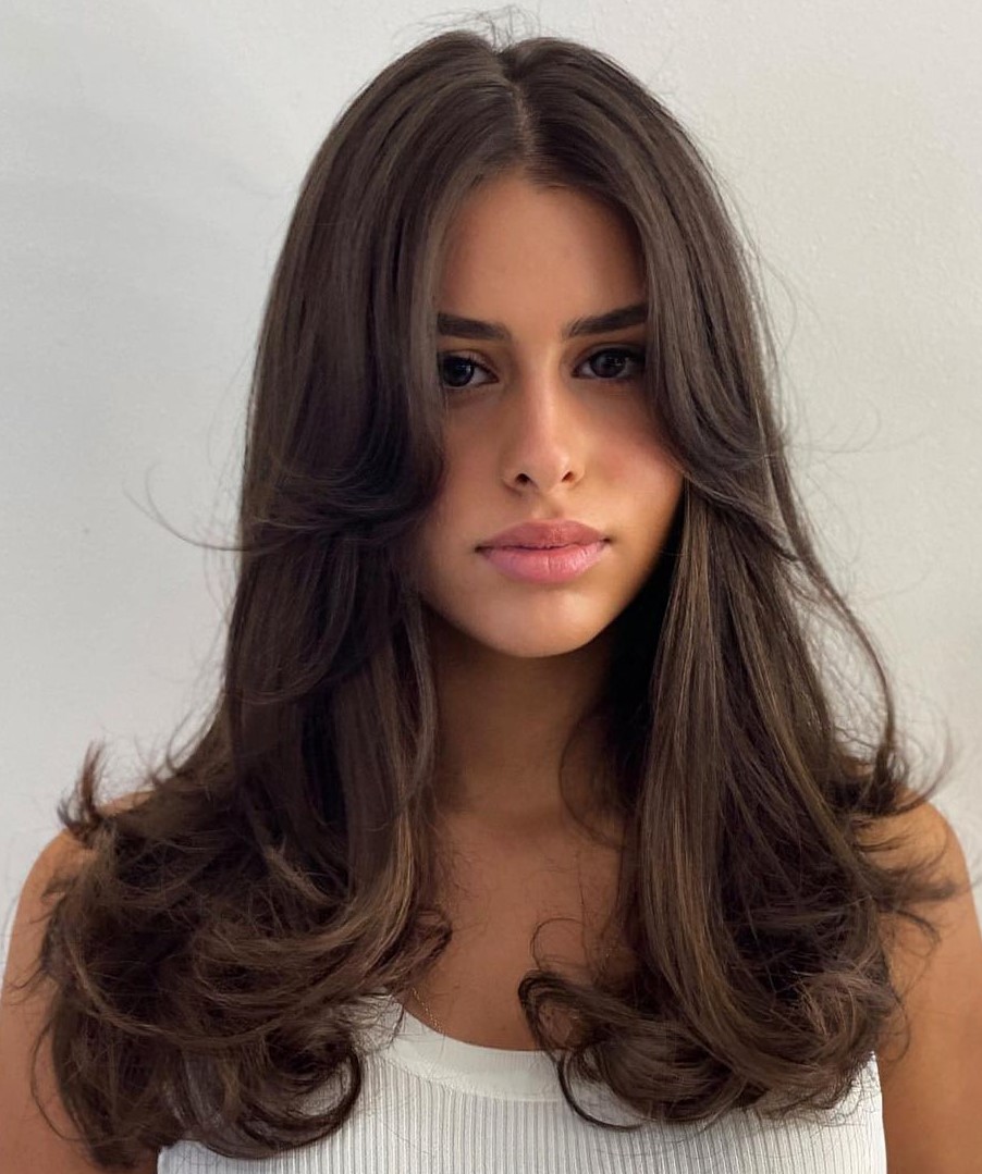 Face Framing Blended Bangs for Long Hair