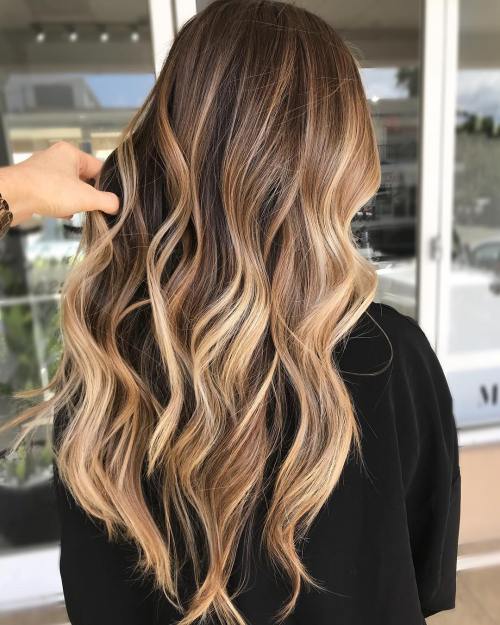 Golden Bronde Balayage for Brown Hair