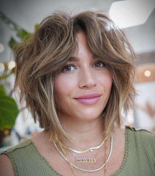 Inverted Bob Shag with Curtain Bangs