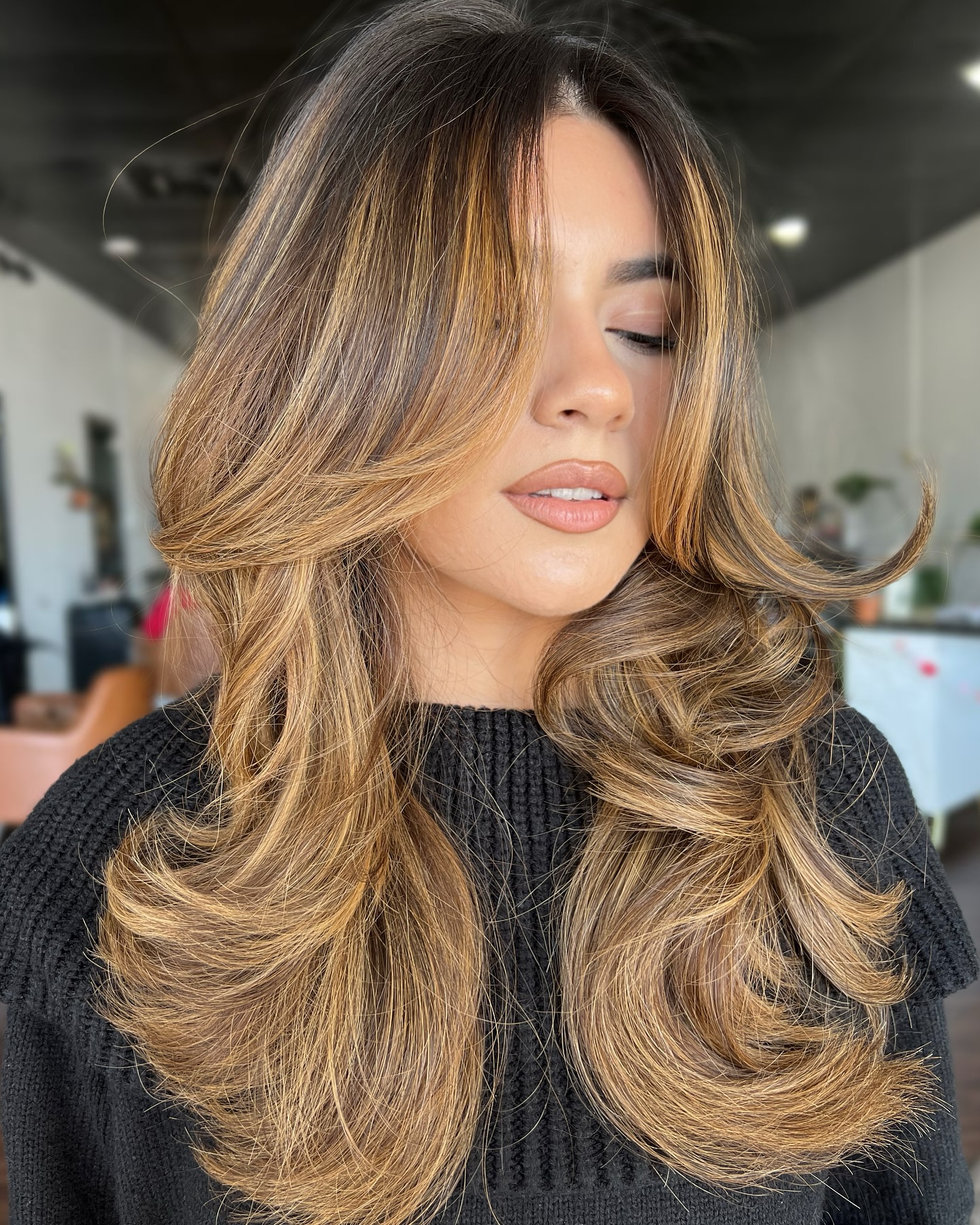 Layered Hairstyle with Balayage