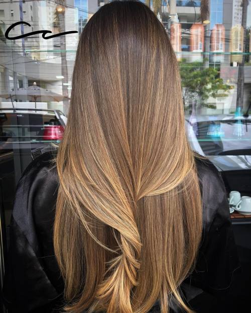 Long Caramel Brown Balayage Hair