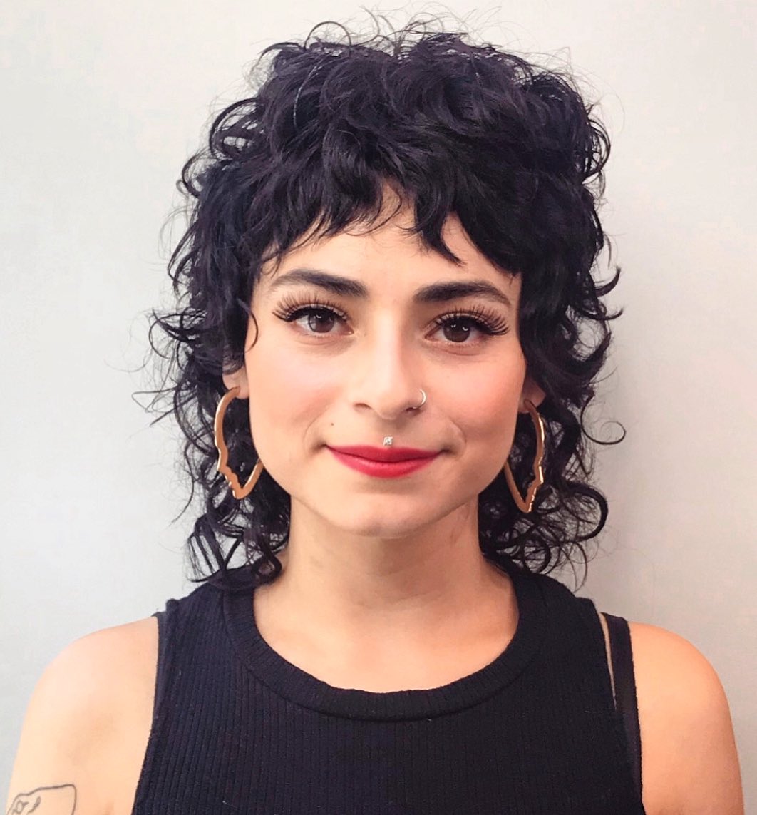 Short Wavy Wolf Cut with Baby Bangs