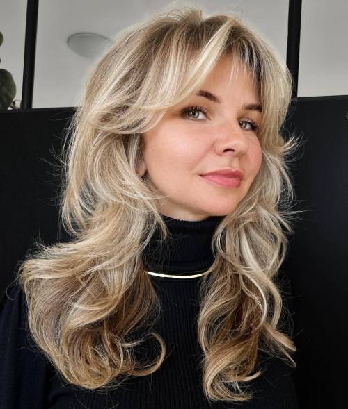 Below the Shoulders Airy Shag with Bangs