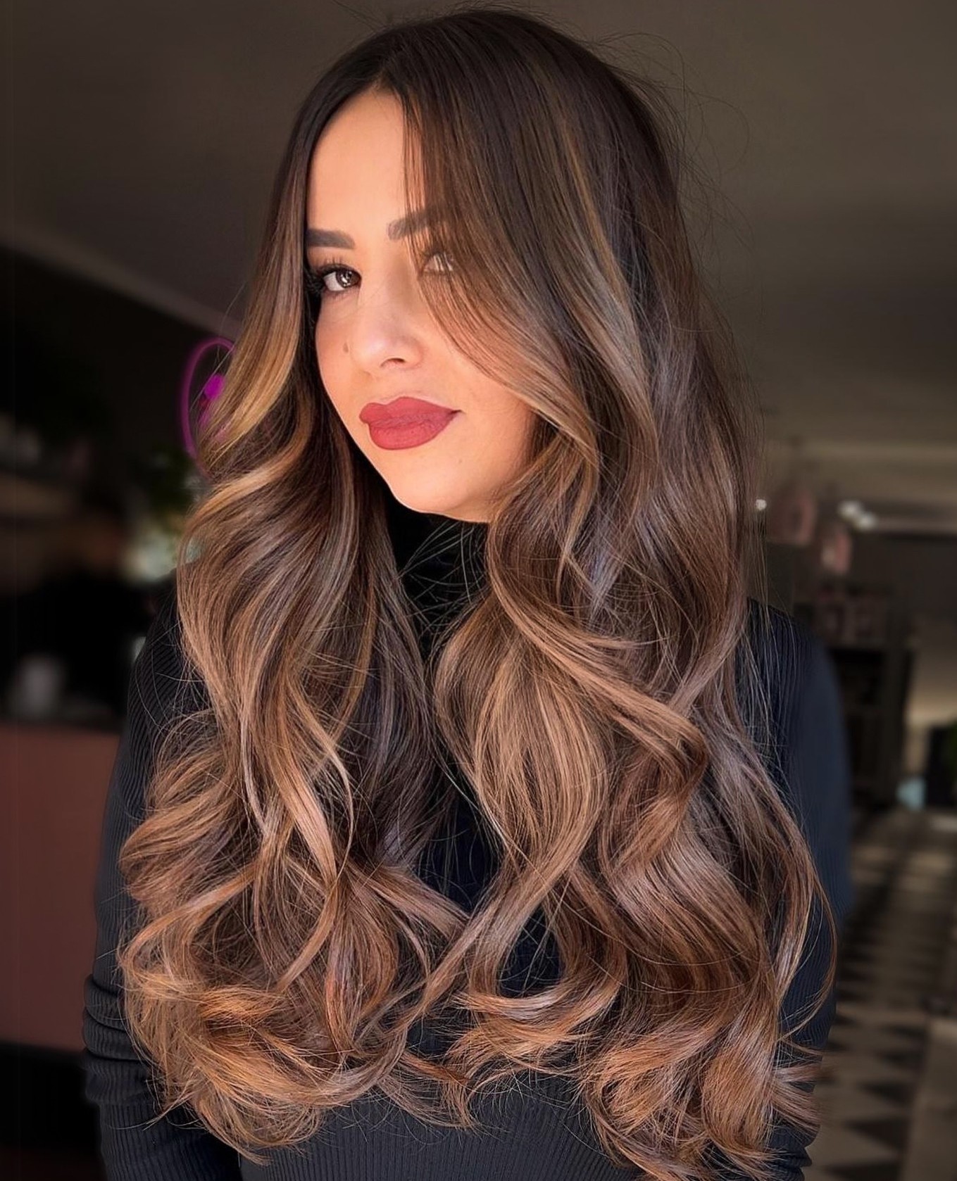Chocolate Balayage for Dark Hair