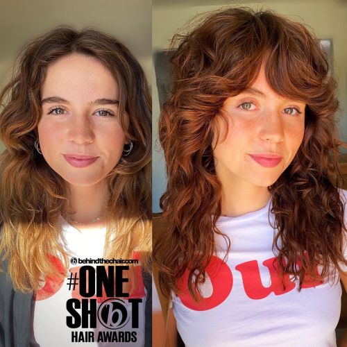 Medium Hairstyle with Bangs for Naturally Wavy Hair