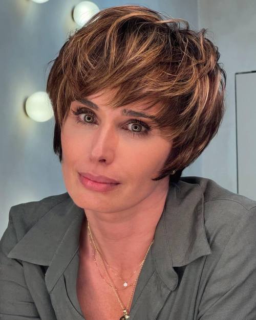 50+ Disheveled Pixie Bob with Highlights