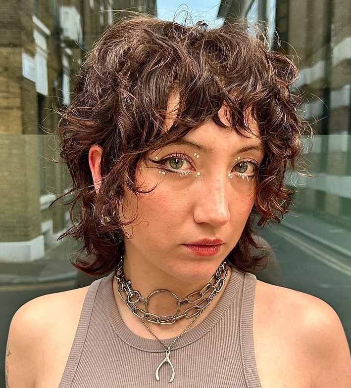 Short Wolf Cut on Wavy Hair