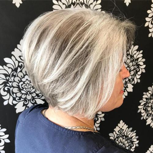 Gray Balayage Bob For Older Women