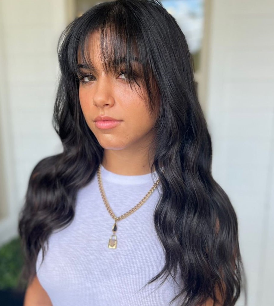 Black Cascading Locks with Layered Fringe