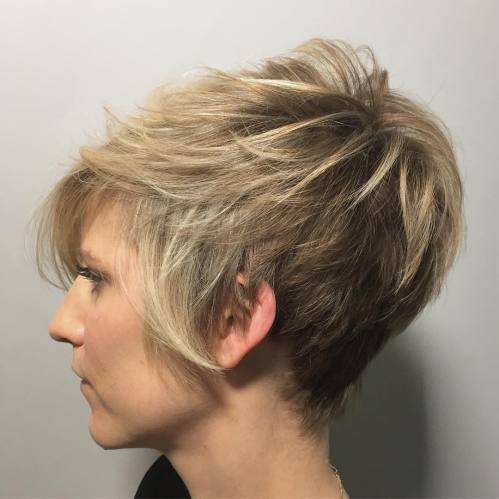 Layered Brown Blonde Pixie