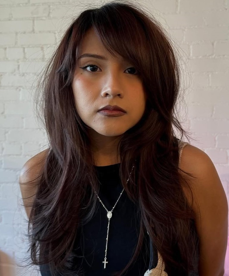 Shag Haircut with Side Bangs