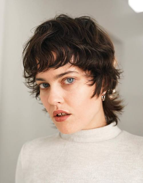 Shaggy Brunette Mullet Hairstyle