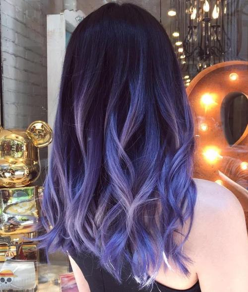 Blue And Pastel Purple Balayage