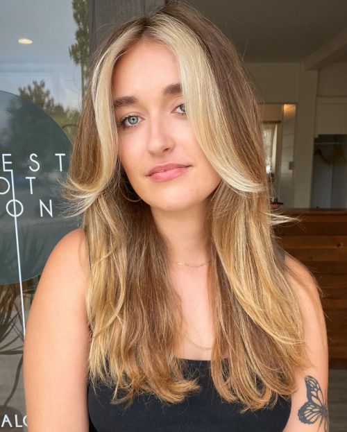 Chin Length Highlighted Curtain Bangs