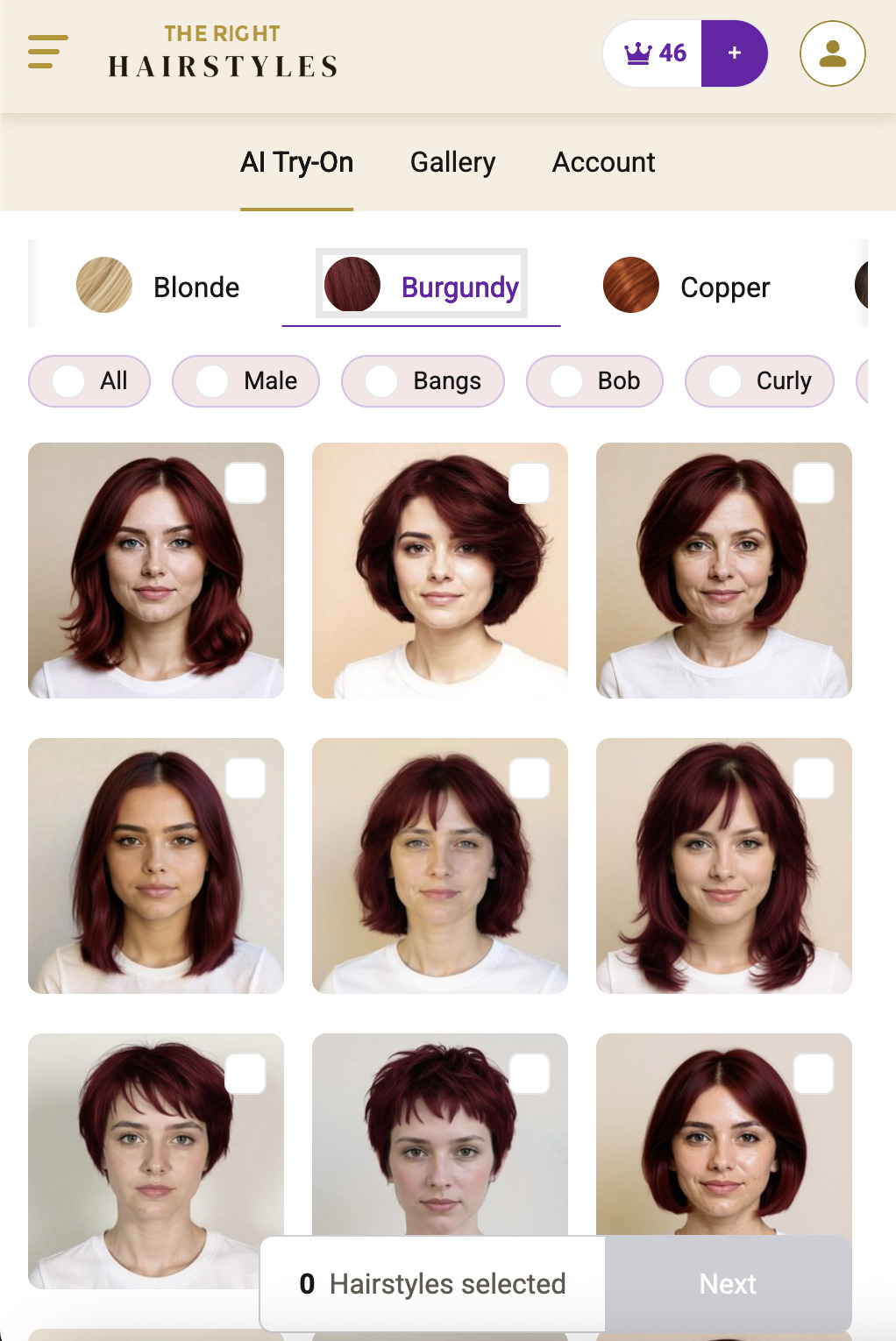 Realistic Burgundy Hair Filter Interface That Helps You Visualize the Deep Red Wine Shade