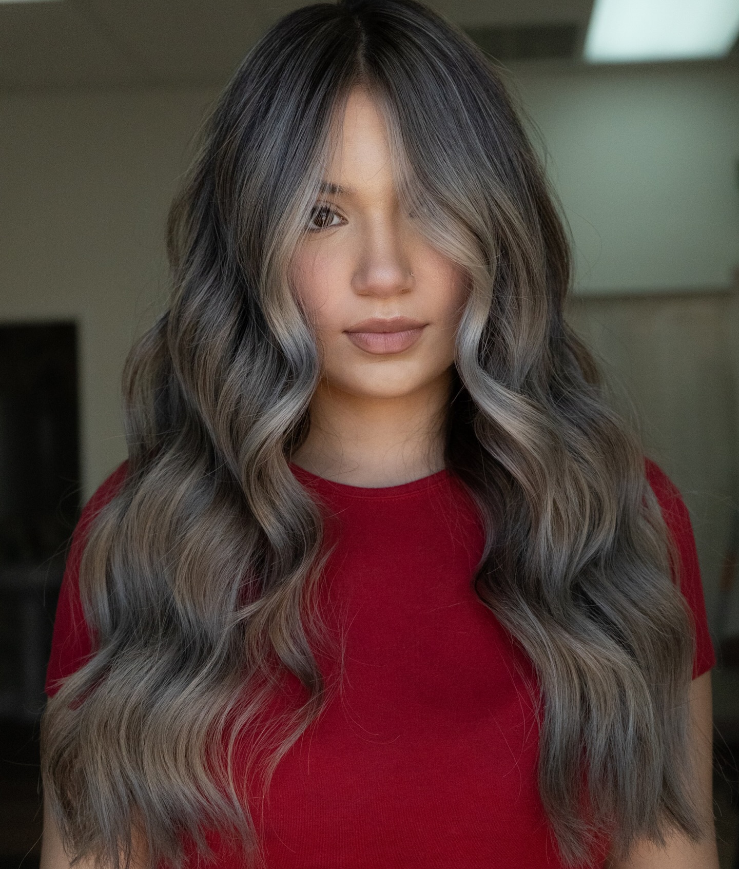 Edgy Cool-Toned Silver Balayage