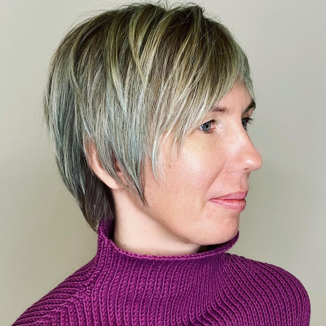 Pixie Bob with Blonde Highlights for Thin Straight Hair