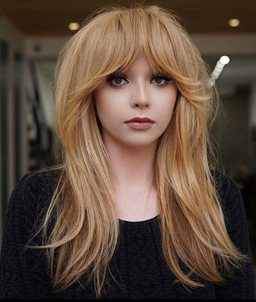 Strawberry Blonde Shag for Thick Long Hair