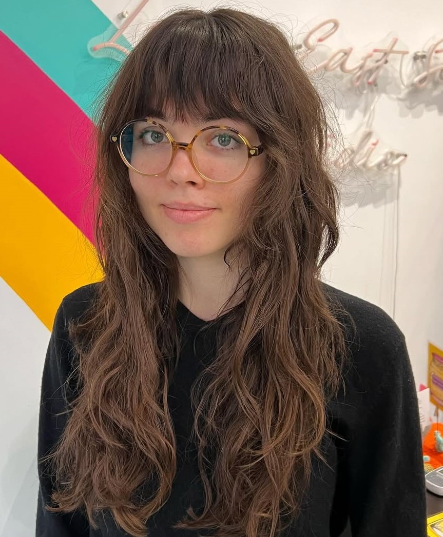 Shag Haircut with Full Bangs