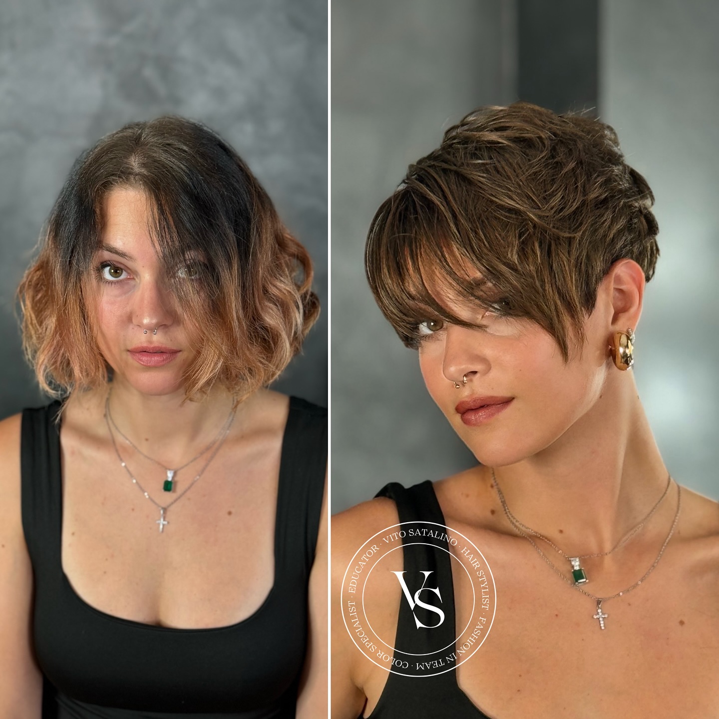 Transformation from a Bob Cut to a Pixie Cut Before and After