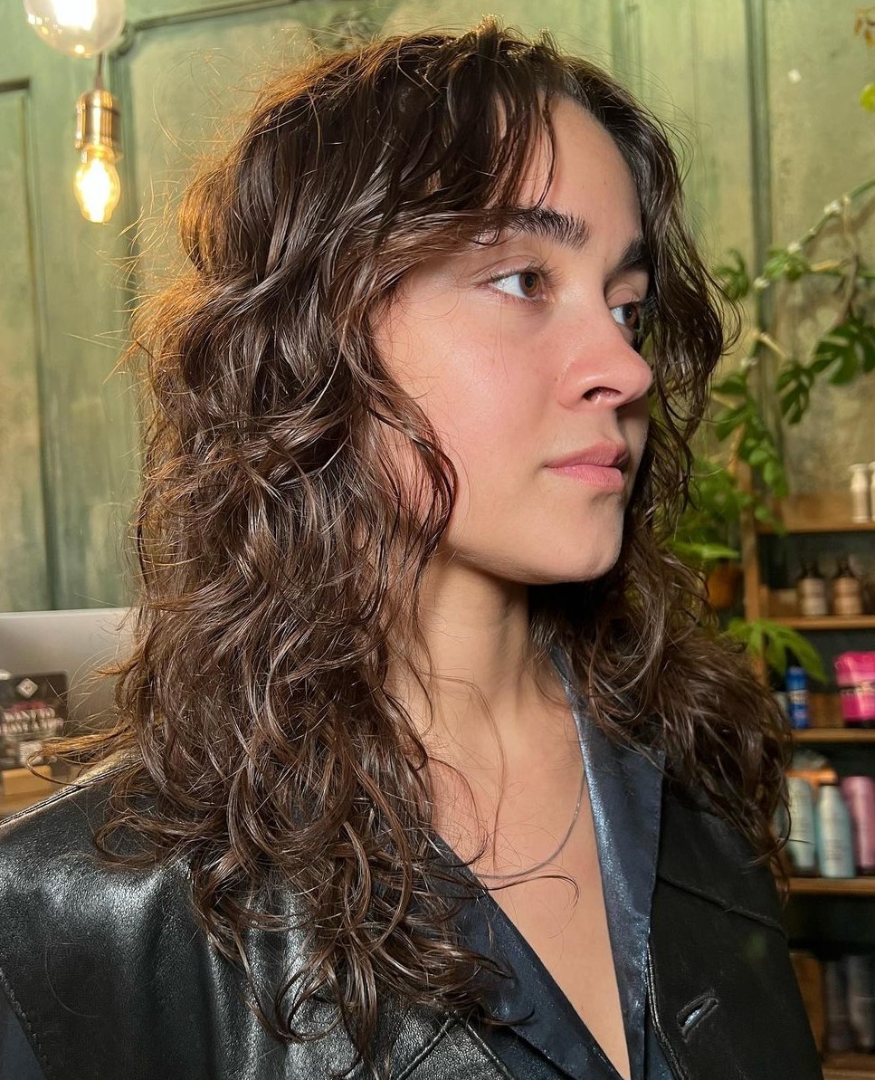 Messy Wolf Cut with Face Framing Bangs for Thin Hair