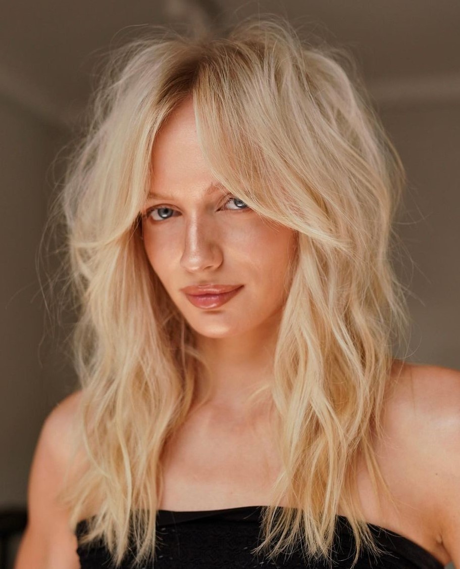 Messy Layered Cut with Curtain Bangs