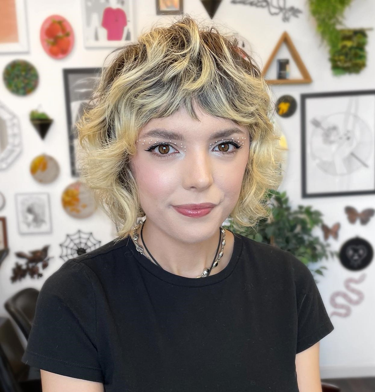 Highlighted Short Layered Wolf Cut