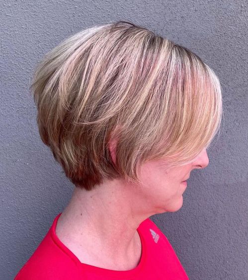 50 Plus Bronde Pixie Bob With Swoopy Bangs