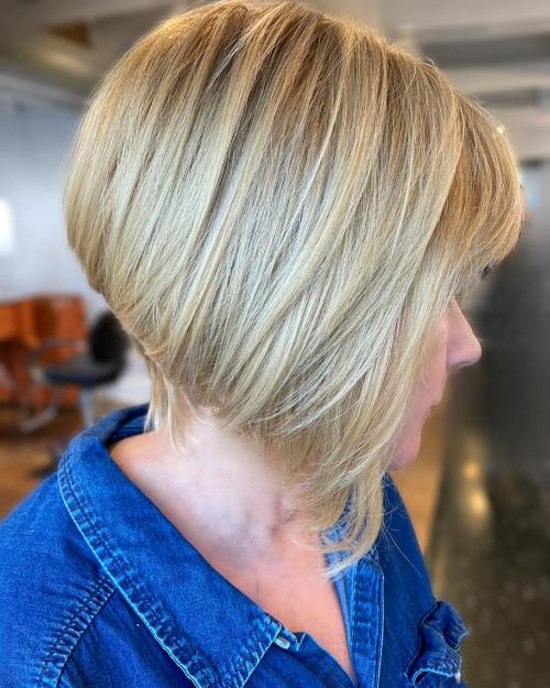 Stacked Inverted Blonde Bob Over 40