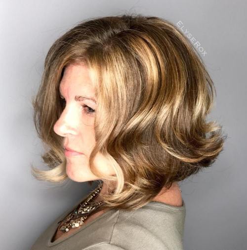 Centre Parted Bob With Caramel Streaks