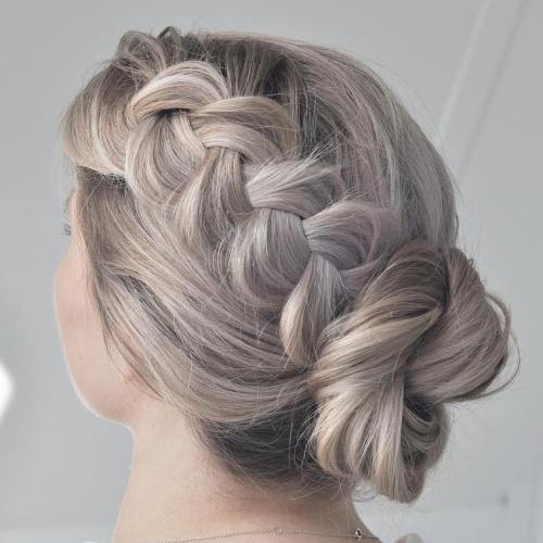 Easy Twisted Bun With A Braid Updo