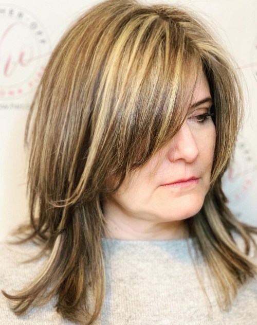 Medium Length Cut with Front Layers and Highlights
