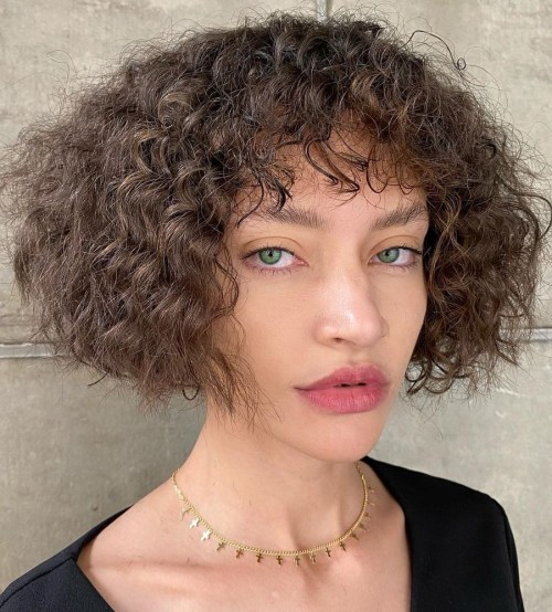 Messy Bob with Curly Bangs