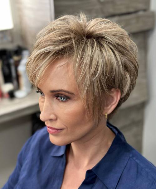 Beige Blonde Layered Pixie