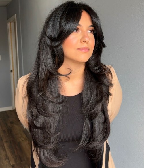 Waist Length Butterfly Haircut