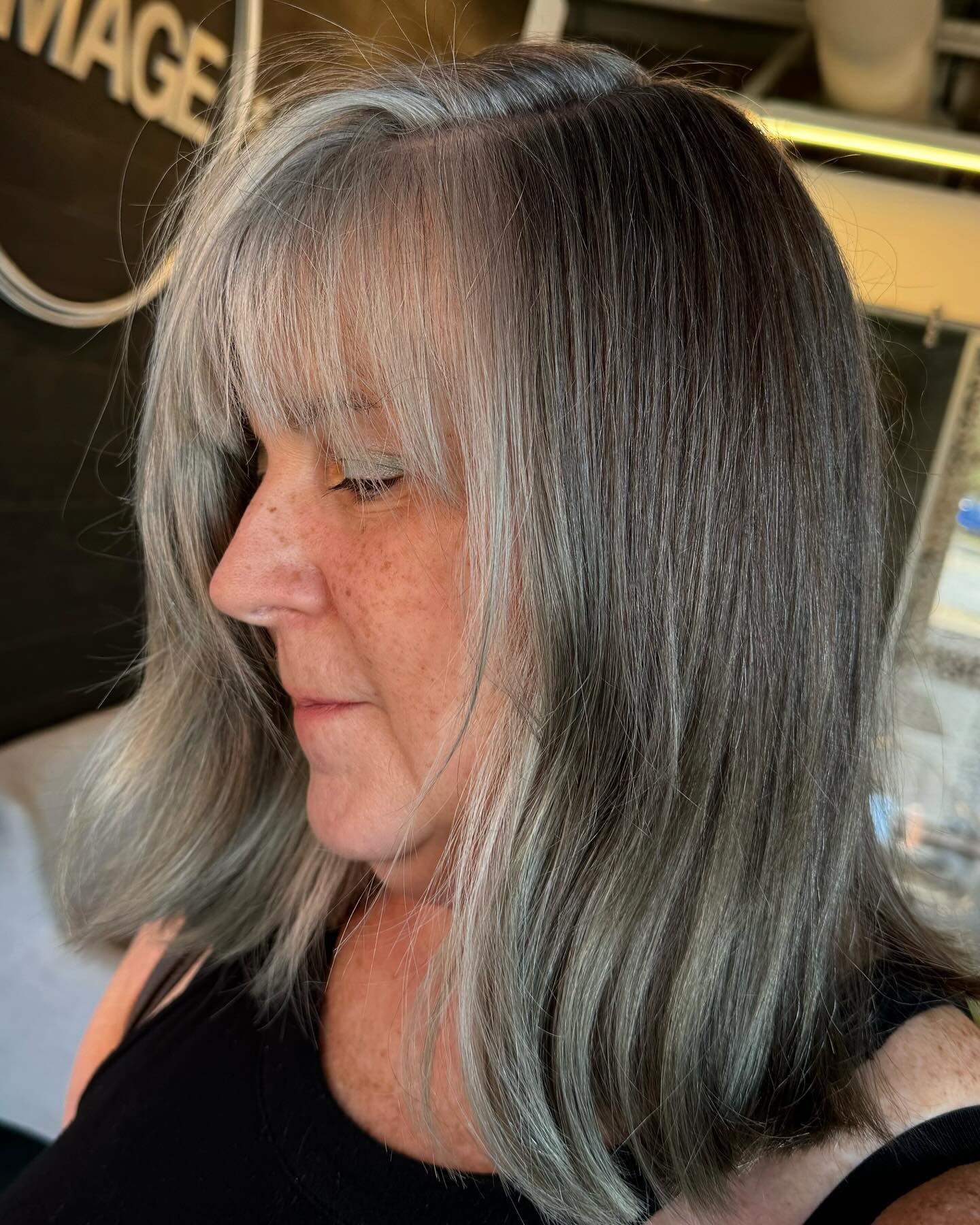 Medium Silver Balayage Hair Over 50