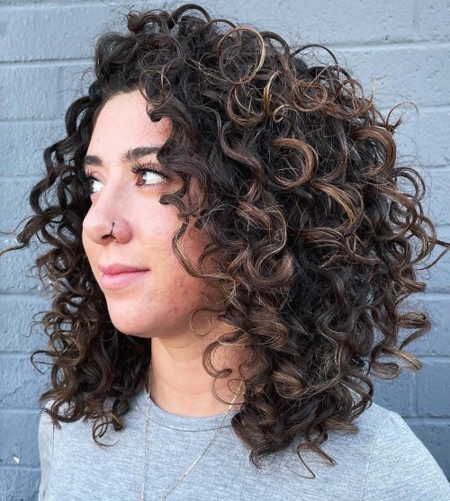 Shoulder Length Layered Cut on Naturally Curly Hair