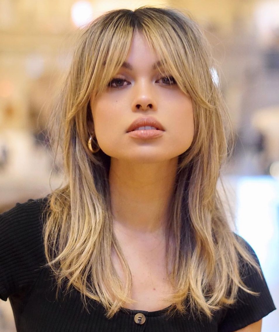 Curtain Bangs Hairstyle for Thin Straight Hair