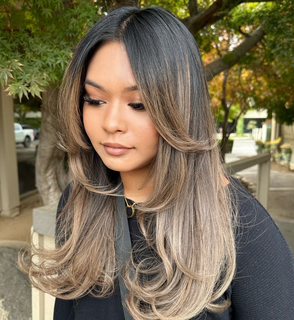 Butterfly Cut in Cappuccino Tones Light Brown Hair with Butterfly Layers