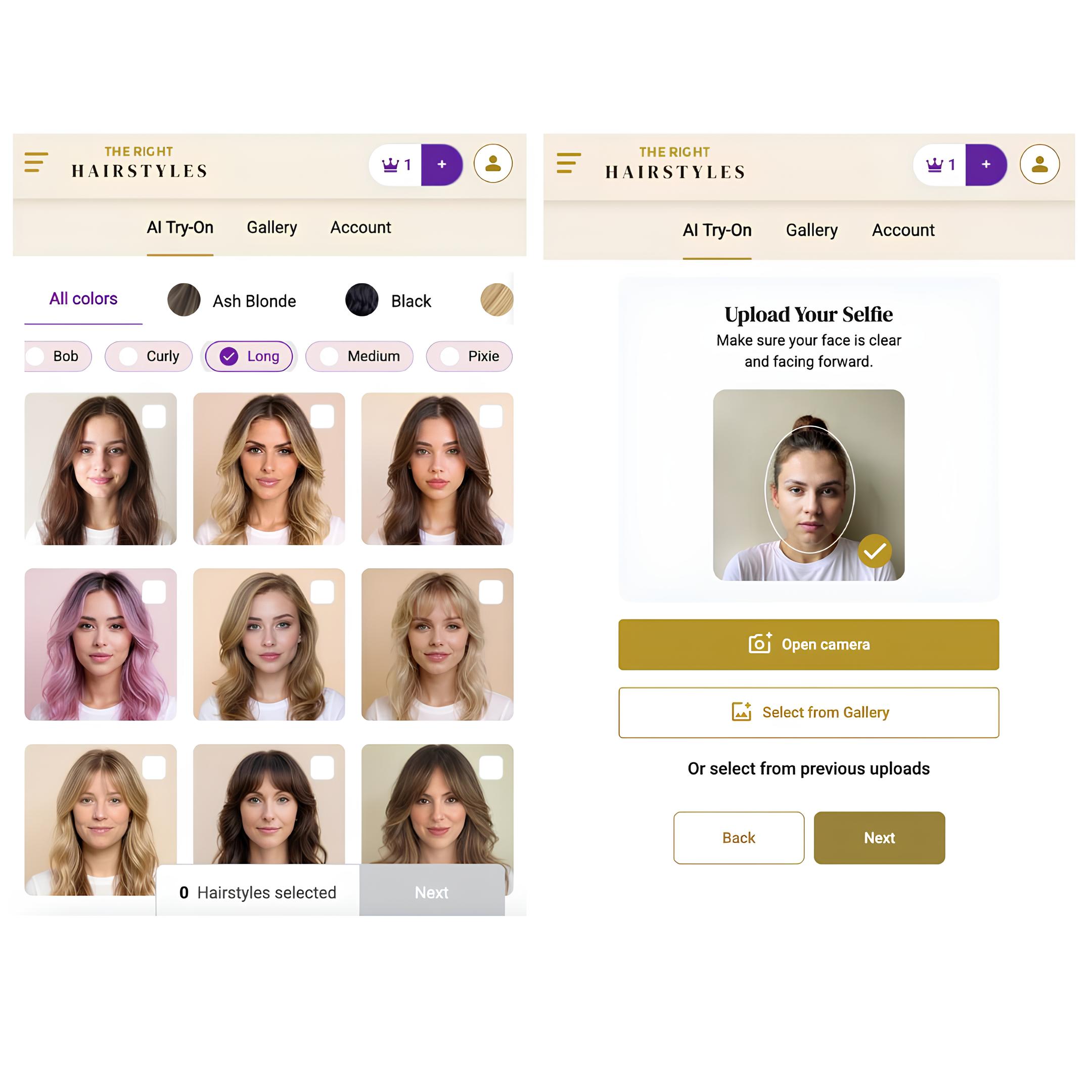 TheRightHairstyles Long Hair Try-On Detailed Guide with Interface and Upload Option