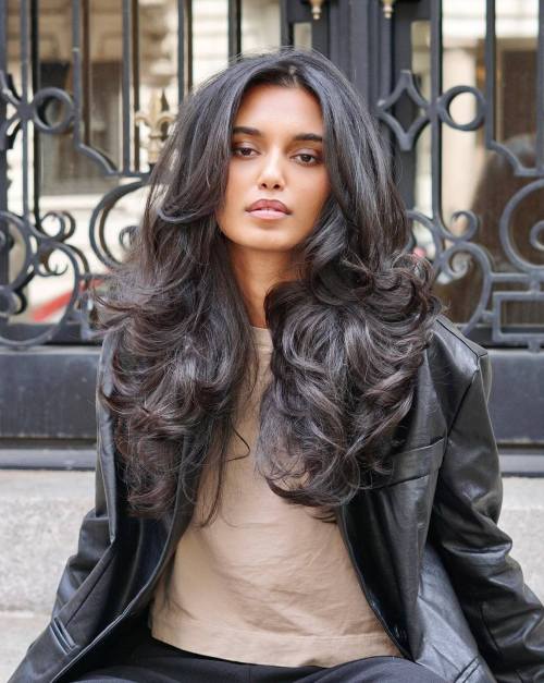 Long Thick Hairstyle with Butterfly Layers