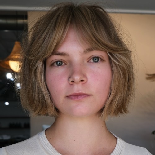 Textured Bob with Curtain Bangs