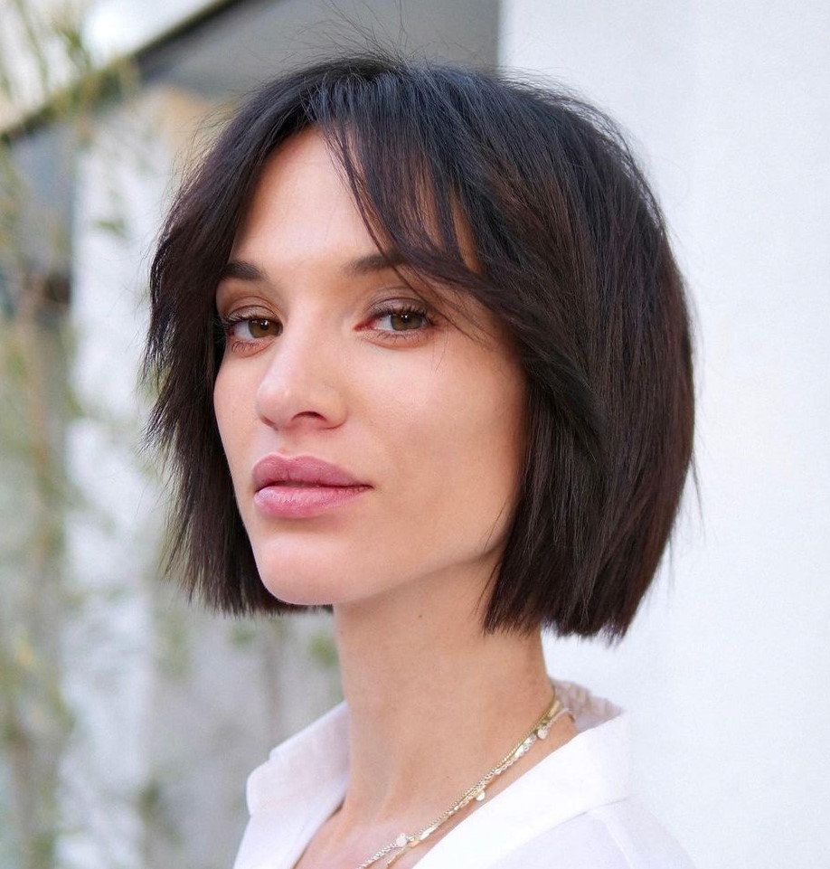 Short Straight Bob with Soft Curtain Bangs