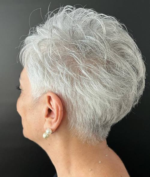 Over 50 Short Gray Undercut Hairstyle