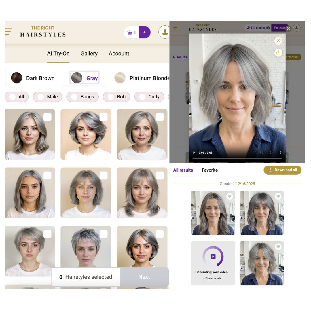 How to Use Gray Hair Color Try-On in TheRightHairstyles App for Free