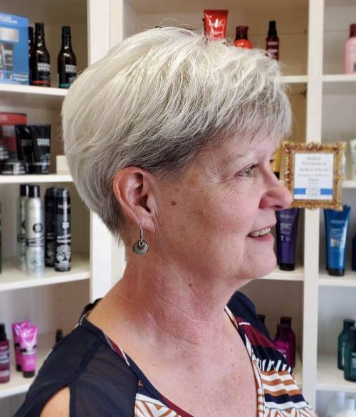 Gray Pixie with Feathered Bangs